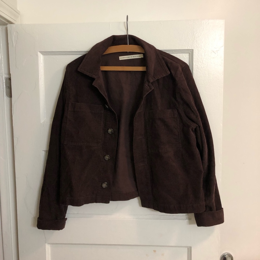 Lightweight brown corduroy shirt jacket
